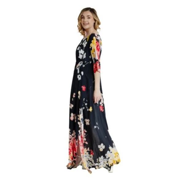 SAACHI Multicolored Floral Print Fiore Tie Waist Keyhole Kaftan – NWOT - Picture 1 of 10
